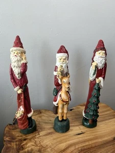 Juego de 3 candelabros vintage de Papá Noel del Viejo Mundo - saco de reno, árbol y juguete - Imagen 1 de 21