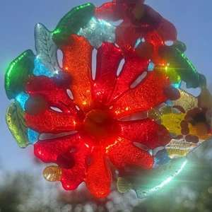 Schmelzglas Handarbeit rund bunt Blume Sonnenfänger signiert vom Künstler - Bild 1 von 22