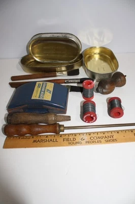 Vintage Sanding Block, Galvanized Wire, 3 paintbrushes & W German Sardine Tins - Image 1 of 4