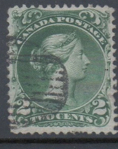 Canada Sc 24 1868 2c green large Queen Victoria stamp used - Picture 1 of 1