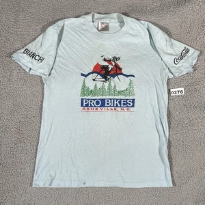 Vintage T-Shirt Herren Medium Fit Blau Coca Cola Fahrradrennen 80er 90er - Bild 1 von 10