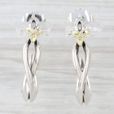 Ann King Flower Hoop Earrings Sterling Silver 18k Gold Round Hoops - Image 1 of 4