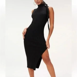 Good American Dress Womens Size 3/4(US Size L/XL) Black Sleeveless Ribbed Sexy - Picture 1 of 12