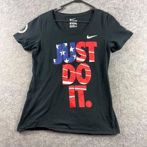 Camiseta para mujer Nike Just Do It mediana negra corte atlético manga corta algodón - Imagen 1 de 9