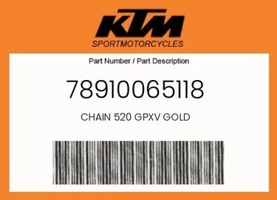 KTM Genuine Chain 520 Gpxv Gold - 78910065118 - Image 1 of 4