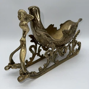 Vintage Brass Christmas Santa Sleigh Candy Dish Holiday Centerpiece No Reindeer - Bild 1 von 10
