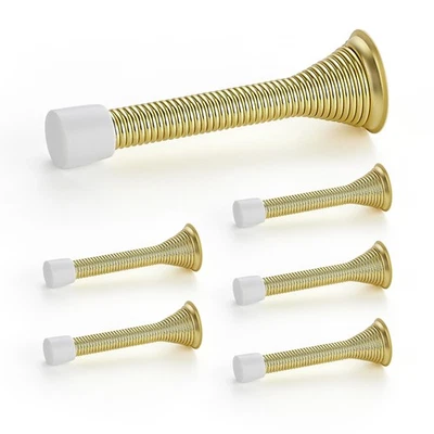 Ravinte 6-Pack Gold Spring Door Stops w/ Rubber Bumper - Wall/Door Protection - Image 1 of 4
