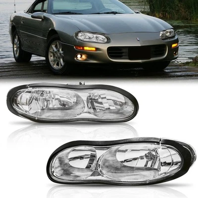 Conjunto de faros cromados transparentes para Chevy Camaro Z28 Z28 SS 1998-2002 Foto 1 de 4
