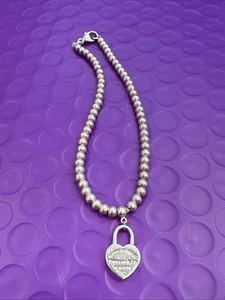 ❤️ Pulsera Return To Tiffany & Co. Mini Corazón Etiqueta Dije 3mm Cuentas 6 1/2” (2197) - Imagen 1 de 6