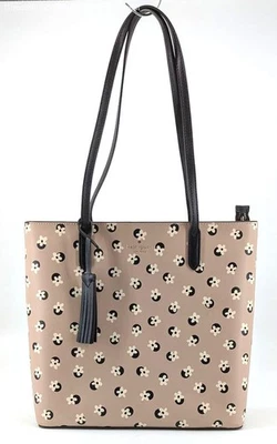 Bolso de Mano Kate Spade New York Jana Beige Negro Estampado Floral Cuero Saffiano Foto 1 de 4