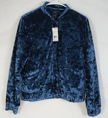 NWT Women’s Joe’s Jeans Lexi Crushed Velvet Zip Front Jacket - Blue - Size Small - Image 1 of 4