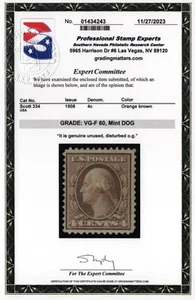 US #334 | Unused OG | Very Good/Fine | PSE Cert - Picture 1 of 3