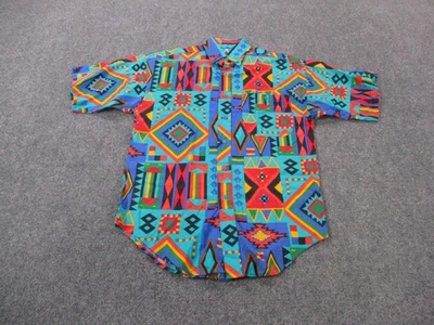 Vintage Panhandle Slim Shirt Mens S 14.5 Colorful Aztec Western 80s USA Made - Image 1 of 4