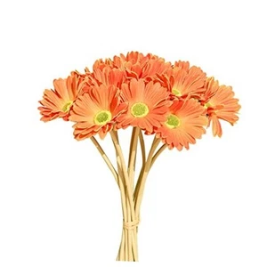 12pcs Fake Flowers Artificial Gerbera Daisies Silk Fall Flowers 15" for Orange - Picture 1 of 7