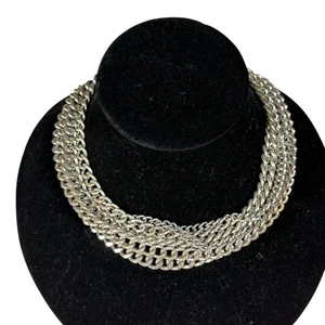 Goth Punk Choker Chain Necklace Multi link Stainless Silver Fetish Grunge Edgy - Picture 1 of 5