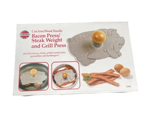 Norpro Gusseisen Schweine Speck Presse und Steakgewicht Grill Presse Neu Offener Karton - Bild 1 von 4