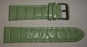 Correa para reloj de 24mm en piel color verde con hebilla de acero inoxidable - Imagen 1 de 2