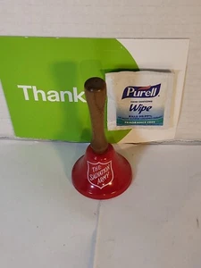 Authentic Salvation Army Red Metal Bell with Wood Handle Genuine Christmas Bell - Picture 1 of 5