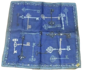 Vintage Jeanne Miller Purple Keys Hanky Scarf NWT, But AS IS - Picture 1 of 11