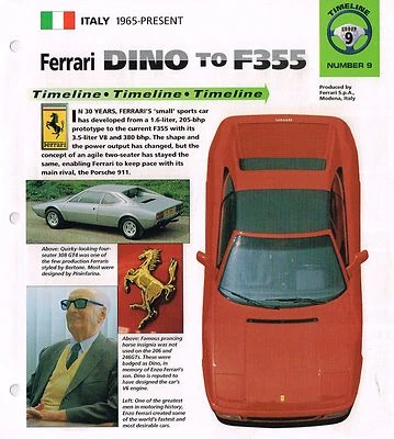 Folleto de historia de Ferrari Dino a F355: 308 GTBI, 206, Foto 1 de 2