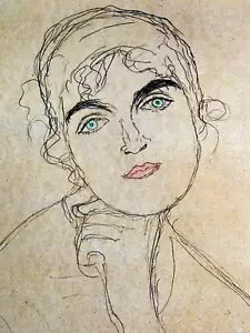Gustav Klimt Lithographie COA Original Sign. Nummeriert Hand Crayon Limited - Bild 1 von 9