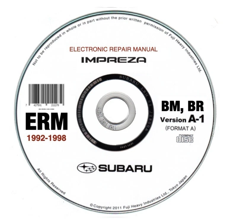 Subaru Impreza  (1992-1998) manuale officina su Cd - Immagine 1 di 4