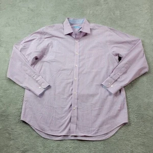Camisa J Mclaughlin Para Hombres Mediana Púrpura Tattersall Cuadros Abotonados Oficina Carrera - Imagen 1 de 9