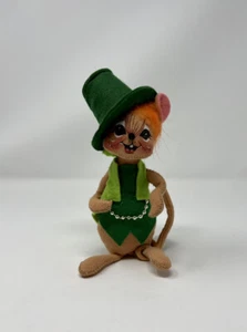 Annalee St Patrick's Day Irish Mouse 1999 Green Felt Plush Posable Doll 7" - Picture 1 of 8