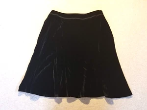 Womens Skirt-LIZ CLAIBORNE-black velvet rayon blend lined flare-14W - Picture 1 of 4