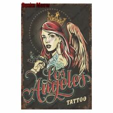 Vintage Tattoo Studio, Metal Tin Sign, Beautiful Girl, Metal Plaque, Tattoo Sign