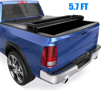 5.7ft 67.4" Bed Soft Tri-fold Tonneau Cover for 2009-2024 Dodge Ram 1500 Truck - Image 1 of 4