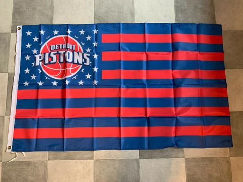 Detroit Pistons American Flag NBA Stripes Banner 3x5 ft US Shipper Cover