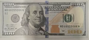 2013 Series $100 Note Fancy Radar Serial Number MB 66055066 N - Picture 1 of 2