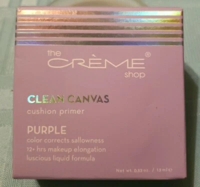 The Creme Shop Cojín de Lona Limpio Imprimación PÚRPURA Color Correge la Salucidad Foto 1 de 4