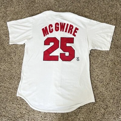 复古 90 年代 Mark McGwire 球衣 T 恤中号圣路易斯红雀队美国制造 — 第 1/4 张图片