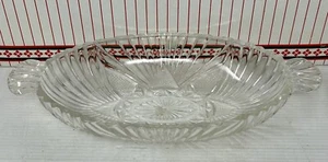 Vintage Clear Glass Oval Bowl Relish/Candy/Nut Serving Dish Two Handle MCM - Picture 1 of 5