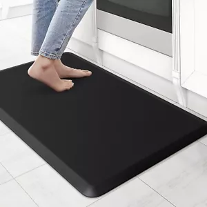 Kitchen Mat Cushioned Anti Fatigue Rug 17.3"x28" Waterproof Non Slip Black New - Picture 1 of 7