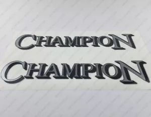 CHAMPION BOAT LOGO SILVER DECALS STICKERS Set of 2 14.25" LONG - Bild 1 von 5