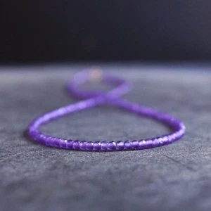Natural Blue Iolite Faceted Round Gemstone 2-3MM Women Beads Necklace Gift 18" - Picture 1 of 8