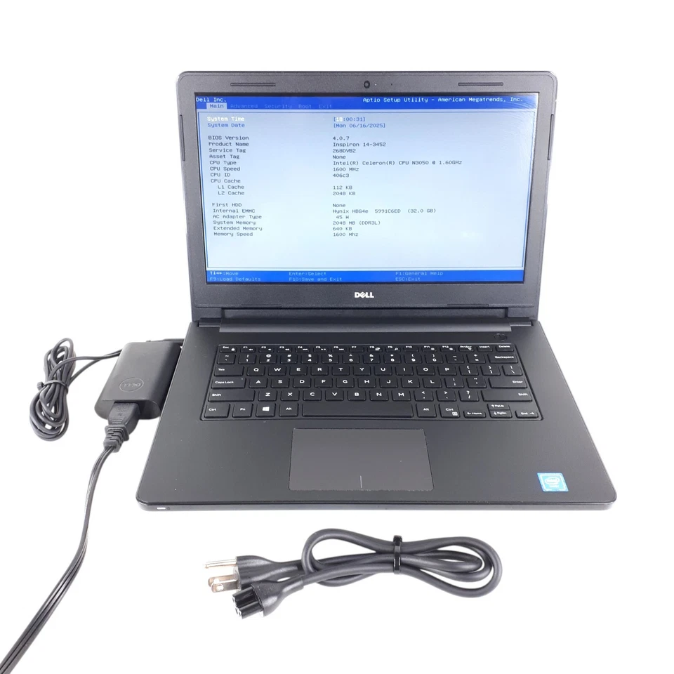 Dell Inspiron 14-3452 14" Laptop Celeron N3050 2GB RAM 32GB eMMC No HDD/OS - Image 1 of 4