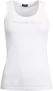 EMPORIO ARMANI Rose Gold Armani Chest Logo White Tank Sleeveless Size XS BNWT - Picture 1 of 3