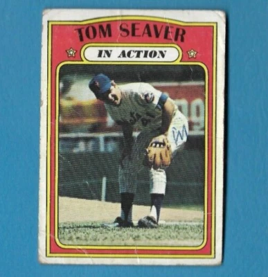 1972 Topps Tom Seaver cartão "em ação", New York Mets 'Bom estado'. #446 - Imagem 1 de 2