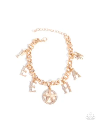 Paparazzi Yeehaw Yell - Gold Charms- Adjustable Bracelet - Image 1 of 2