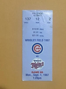 David Ortiz Called Up to MLB Pre Debut Ticket Stub 9/1/1997 Twins at Cubs - Picture 1 of 2