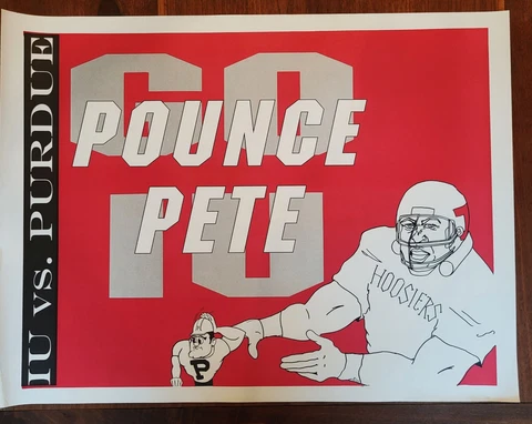 VINTAGE 1992 Indiana University Hoosiers Football Game Week Poster-Purdue Cover