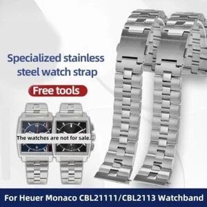 Correa de acero inoxidable para Tag Heuer Monaco CBL2113 CBL2111 correa de metal macizo - Imagen 1 de 14