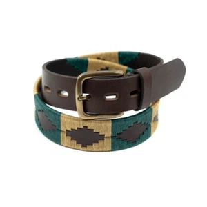 Embroidered Belt Handmade Gaucho Polo Leather Adjustable Argentinian Belt Unisex - Picture 1 of 8