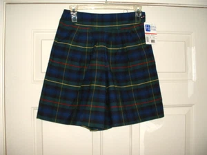 Uniforme escolar para niñas culotte/pantalones cortos talla 12 1/2 azul marino y verde a cuadros NUEVO - Imagen 1 de 2