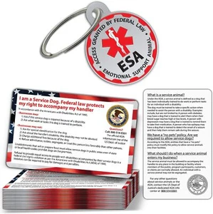 ESA Dog Tag ID + 50 ADA Information Cards - Metal Emotional Support Dog ID Tag i - Picture 1 of 6