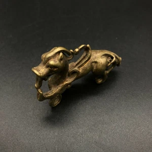 Chinese Antiques Hand-Carved Delicate Brass Animals, Statues ,dragon - Picture 1 of 1